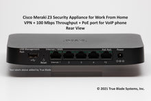 Load image into Gallery viewer, Cisco Meraki Z3 Security Appliance for Teleworkers, Include PoE Port and Cisco Enterprise License (USA only)
